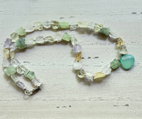Seafoam Green Chalcedony Pendant with Semi-Precious Gemstones in Sterling Silver