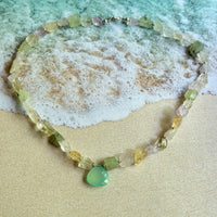 Seafoam Green Chalcedony Pendant with Semi-Precious Gemstones in Sterling Silver