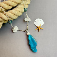 Long Multi Gemstone Sundance-Style Pendant Necklace in Sterling Silver