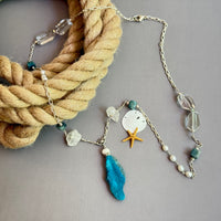 Long Multi Gemstone Sundance-Style Pendant Necklace in Sterling Silver