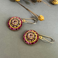 Vintage Three Layer Swarovski Crystal Filigree Earrings in Fuchsia Cyclamen Opal