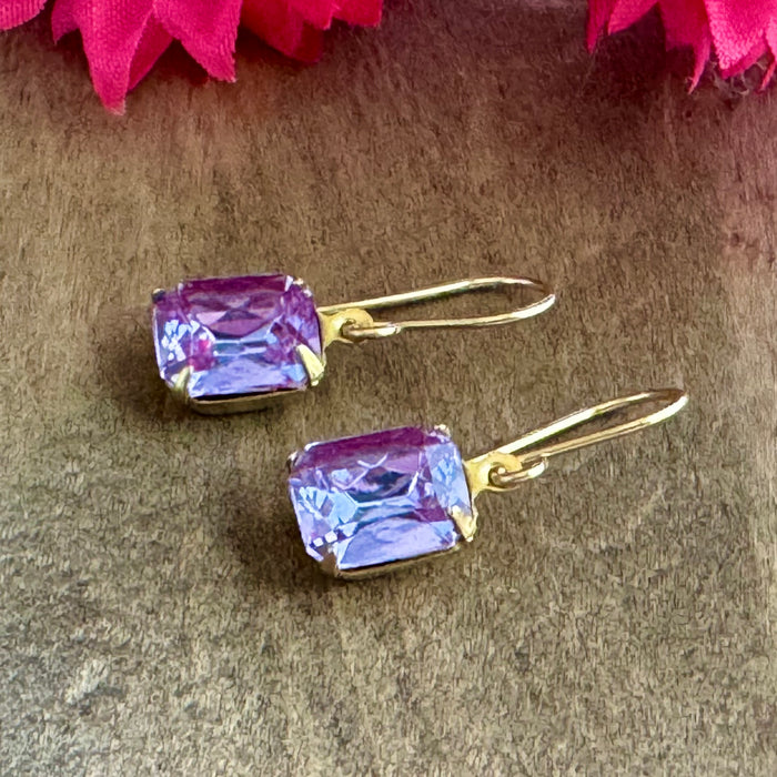 Vintage Swarovski Crystal Alexandrite Earrings in 14K Gold Fill
