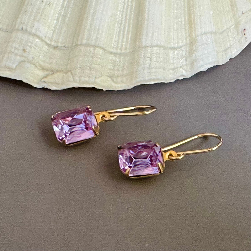 Vintage Swarovski Crystal Alexandrite Earrings in 14K Gold Fill