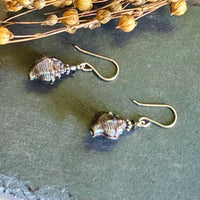 Czech Glass Silver Conch Shell Earrings in Sterling Silver
