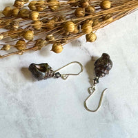 Czech Glass Silver Conch Shell Earrings in Sterling Silver