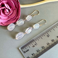 Smooth Pink Chalcedony Nugget Earring in 14K Gold Fill