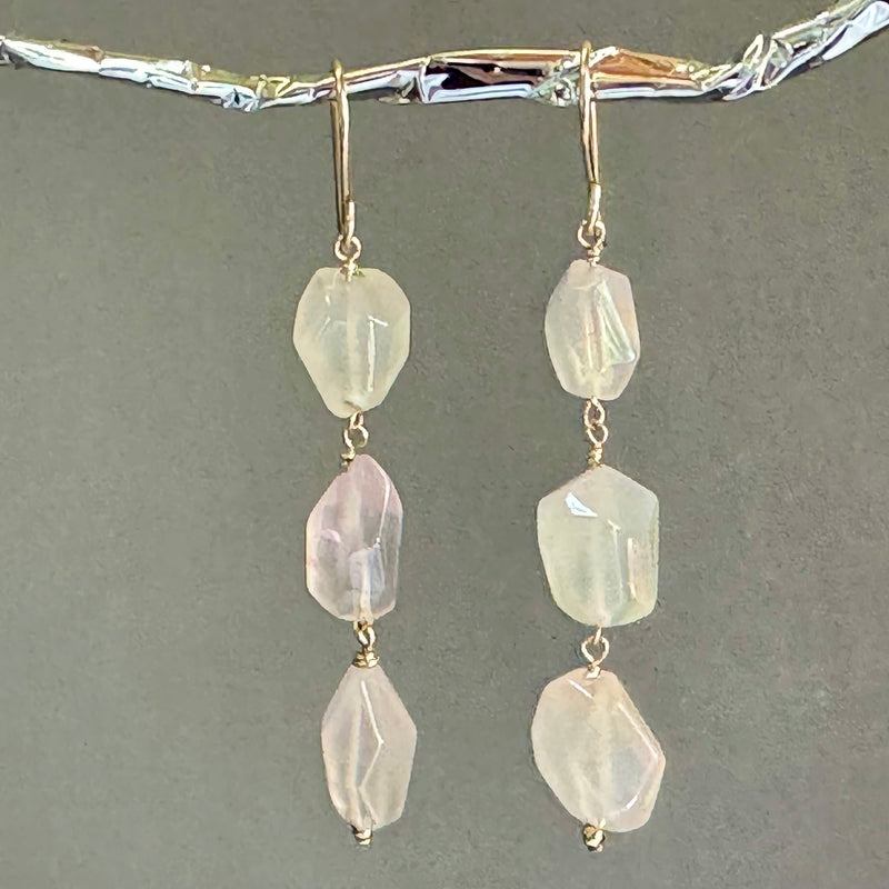 Smooth Pink Chalcedony Nugget Earring in 14K Gold Fill
