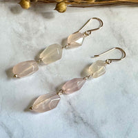 Smooth Pink Chalcedony Nugget Earring in 14K Gold Fill