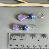 Czech Glass and Lepidolite Earrings in Sterling Silver
