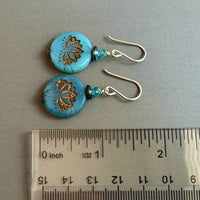 Czech Glass Blue Lotus Earrings in Sterling Silver