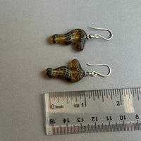 Czech Glass Tortoise Shell Sea Horse Earrings in Sterling Silver
