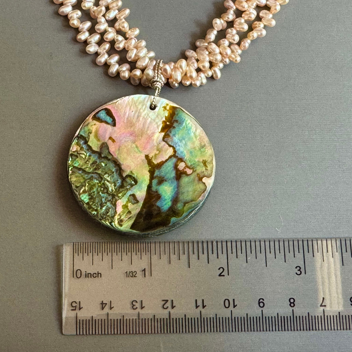 Huge Shell Pendant and Pink Pearl Necklace in Sterling Silver