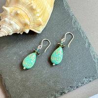 Turquoise Acrylic Earrings in Sterling Silver