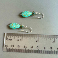 Turquoise Acrylic Earrings in Sterling Silver