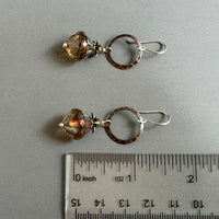 Czech Gold and Copper Boho Dangle Earrings in Sterling Silver