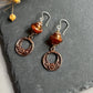 Czech Glass Pumpkin Saturn Earrings and Copper Moroccan Components in Sterling Silver