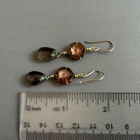 Czech Glass and Smoky Quartz Earrings in 14K Gold Fill