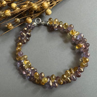 Czech Glass Purple and Gold Briollet Bead Bracelet