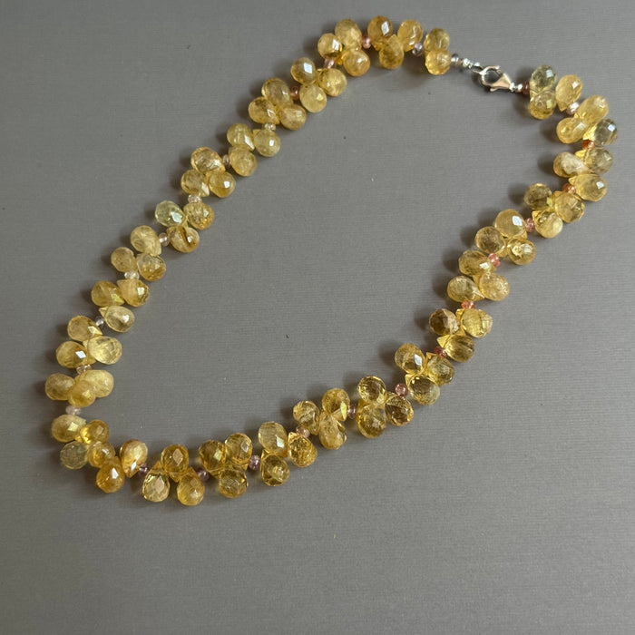 Rutilated Citrine Briollet Necklace in Sterling Silver