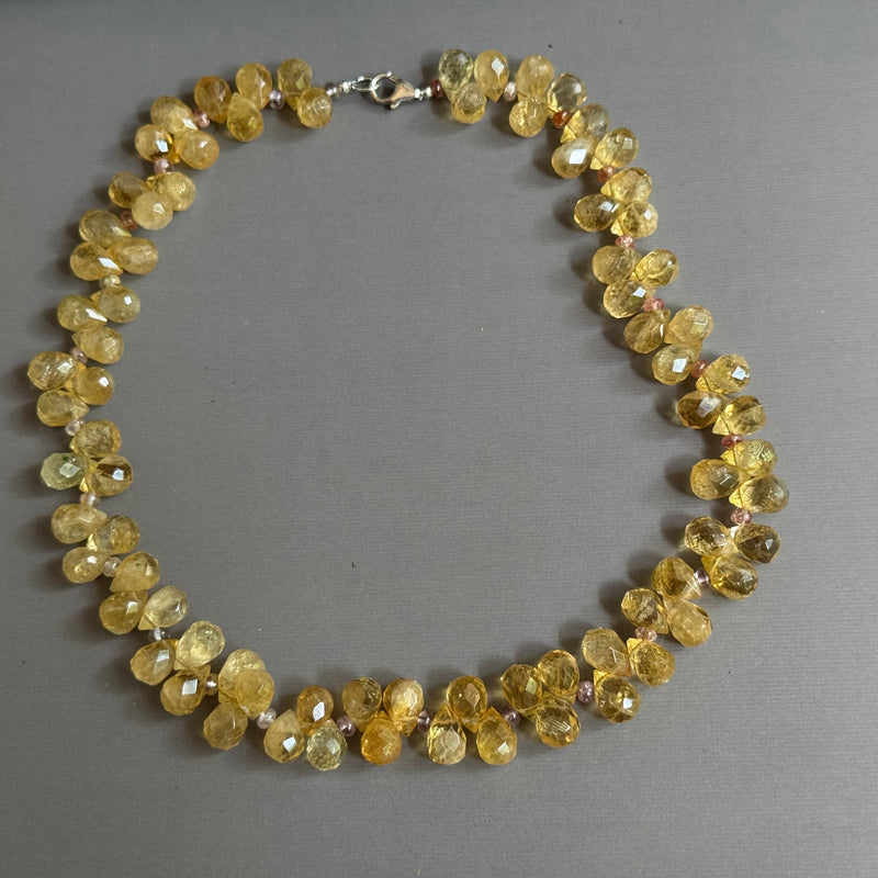 Rutilated Citrine Briollet Necklace in Sterling Silver