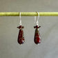 Czech Glass Dark Ruby Dangle Earrings in Sterling Silver