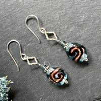 Czech Glass Light Blue Handmade Lampwork Earrings in Sterling Silver