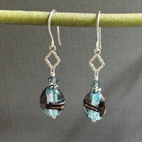 Czech Glass Light Blue Handmade Lampwork Earrings in Sterling Silver
