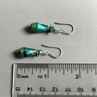 Czech Glass Seafoam Blue Faceted Dangle Drop Earrings in Sterling Silver