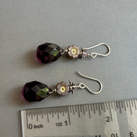 Purple Quartz and Czech Glass Earrings in Sterling Silver