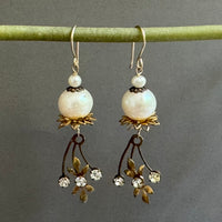 Vintage Swarovski Crystal and Freshwater Pearl Earrings in 14K Gold Fill