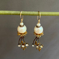 Vintage Swarovski Crystal and Freshwater Pearl Earrings in 14K Gold Fill