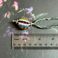 Mouth Blown Pastel Murano Glass Pendant Necklace on Silk Cord