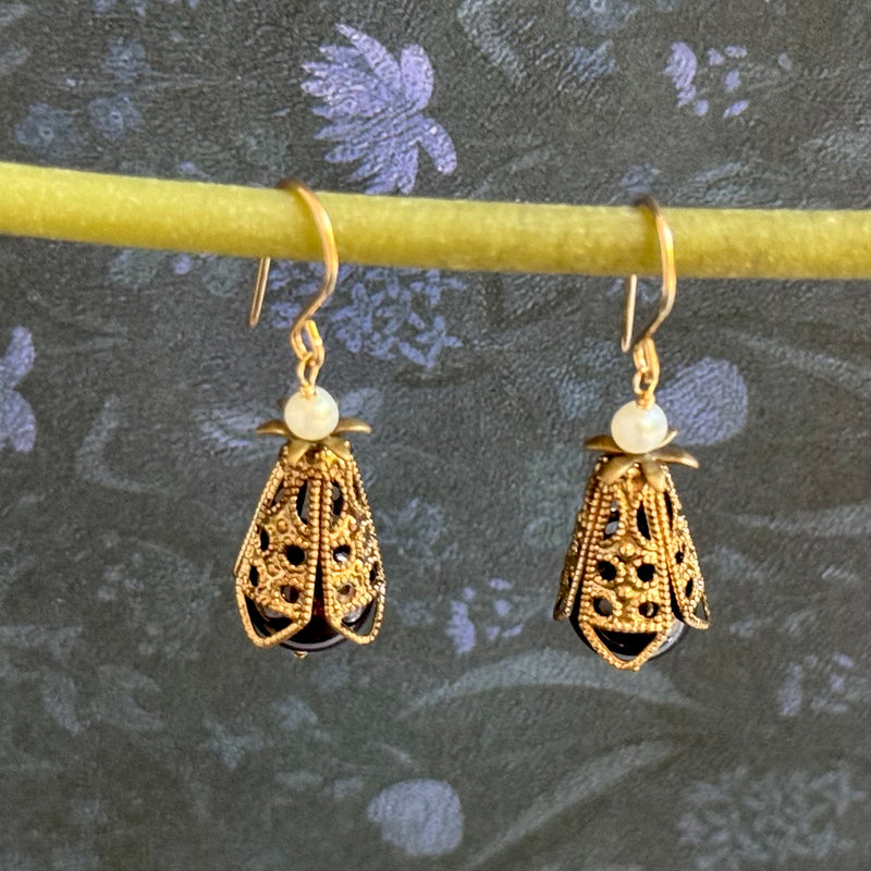 Garnet "Anne Boleyn" Earrings in 14K Gold Fill