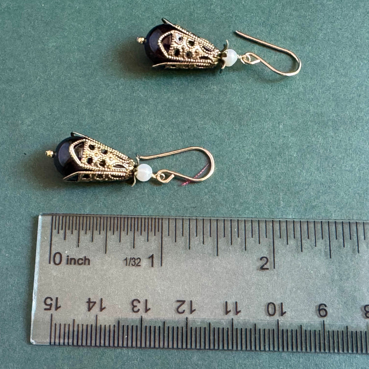Garnet "Anne Boleyn" Earrings in 14K Gold Fill