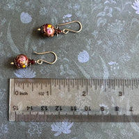 Dark Red Murano Glass Wedding Cake Earrings in 14K Gold Fill