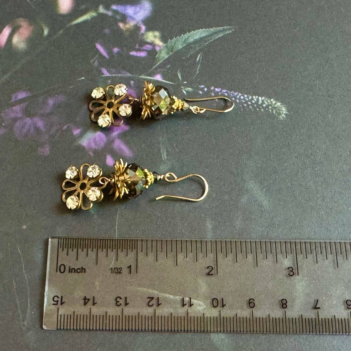 Vintage Swarovski Crystal Topaz Earrings in 14K Gold Fill