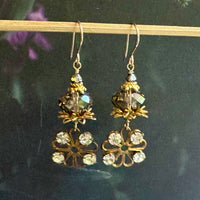 Vintage Swarovski Crystal Topaz Earrings in 14K Gold Fill