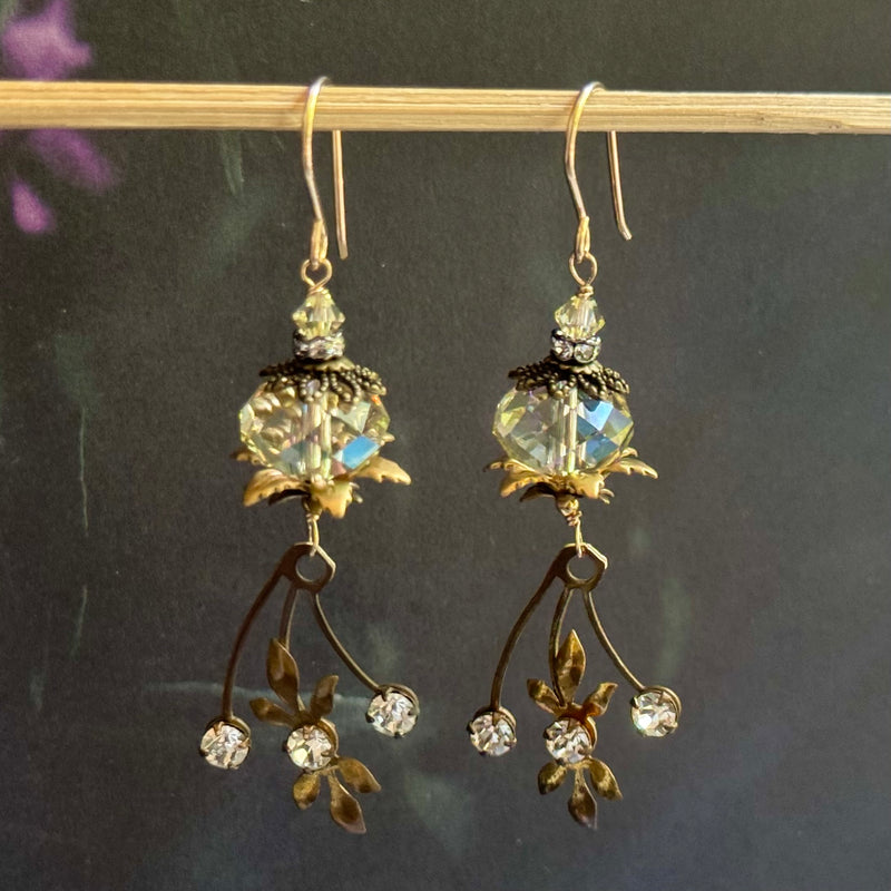 Vintage Light Colorado Topaz Swarovski Crystal Earrings in 14K Gold Fill