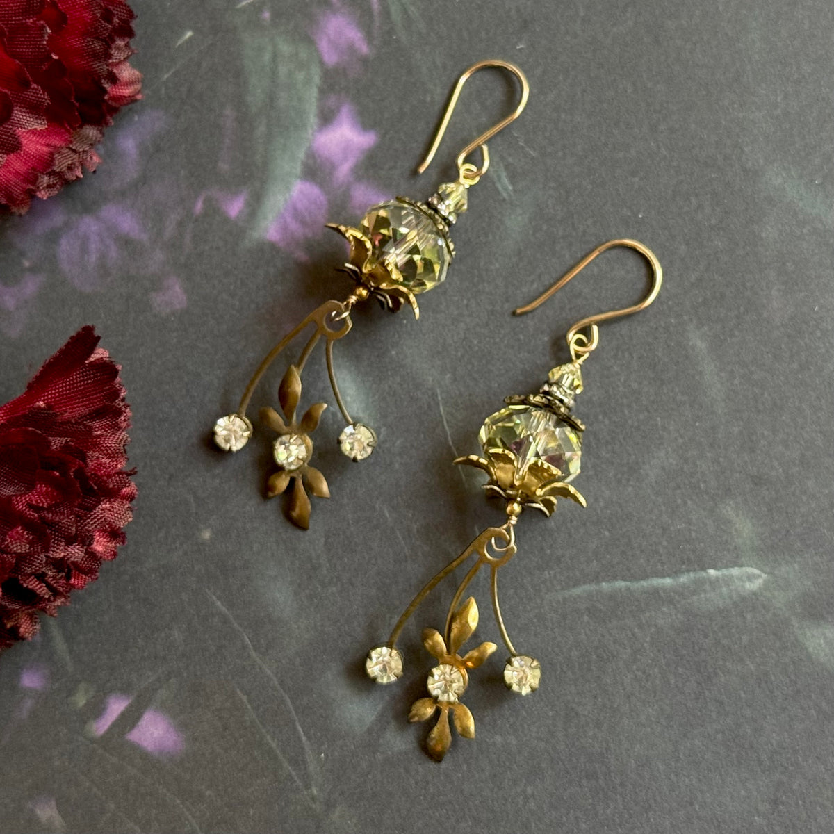 Vintage Light Colorado Topaz Swarovski Crystal Earrings in 14K Gold Fill