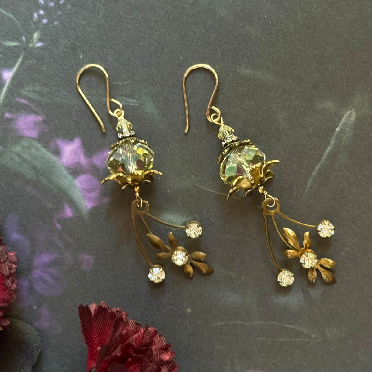 Vintage Light Colorado Topaz Swarovski Crystal Earrings in 14K Gold Fill