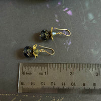 Vintage Swarovski Crystal Denim Blue Rondell Earrings in 14K Gold Fill