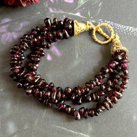 Three-Strand Garnet Chip Bracelet in 24K Vermeil