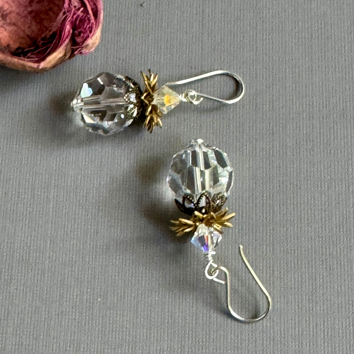 Huge Vintage Clear Swarovski Crystal Earrings in Sterling Silver