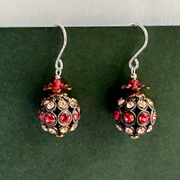 Swarovski Crystal Filigree Encrusted Orange and Peach Earrings in Sterling Silver