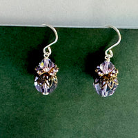 Vintage Lavender Swarovski Crystal Earrings in Sterling Silver