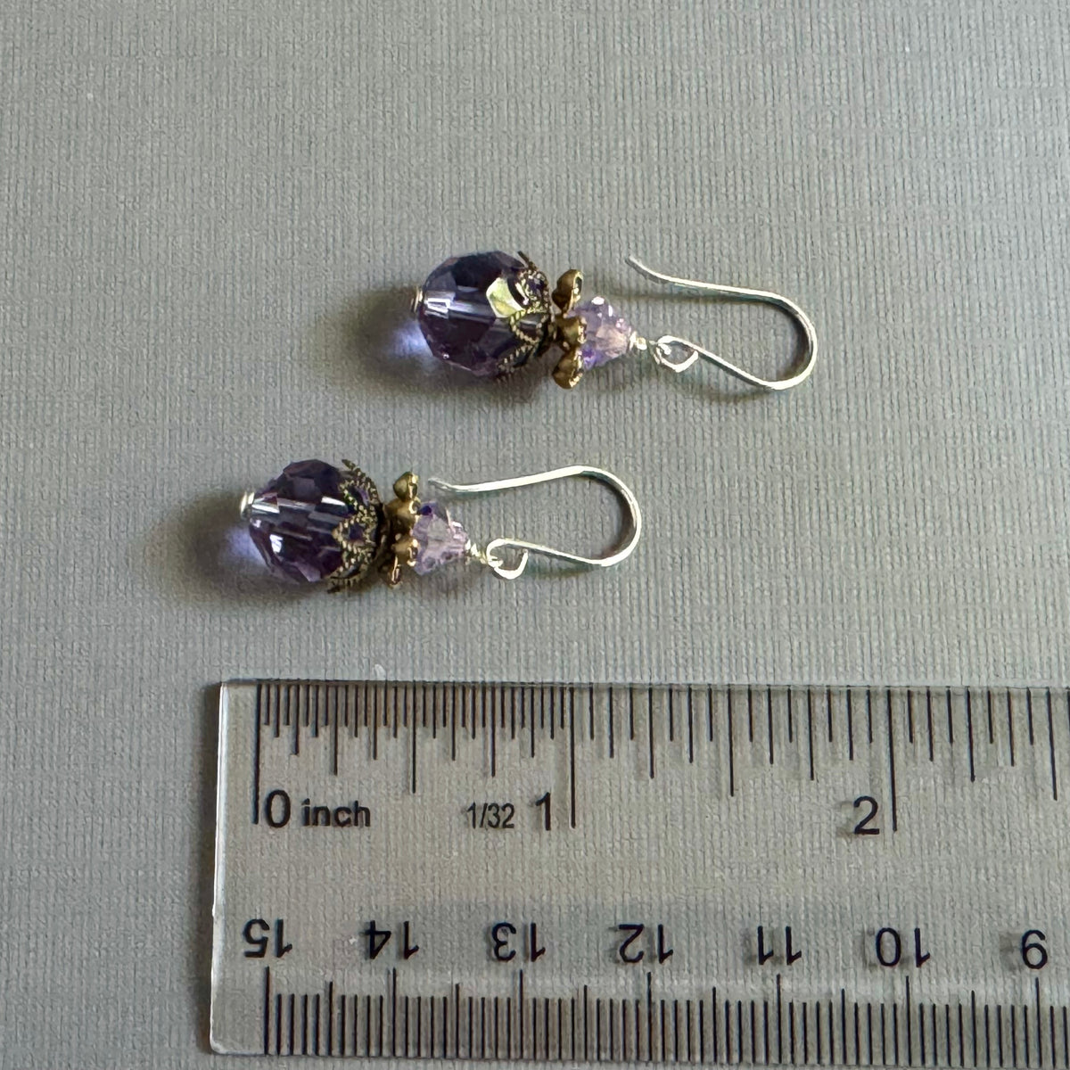 Vintage Lavender Swarovski Crystal Earrings in Sterling Silver