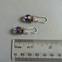 Vintage Lavender Swarovski Crystal Earrings in Sterling Silver