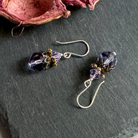Vintage Lavender Swarovski Crystal Earrings in Sterling Silver