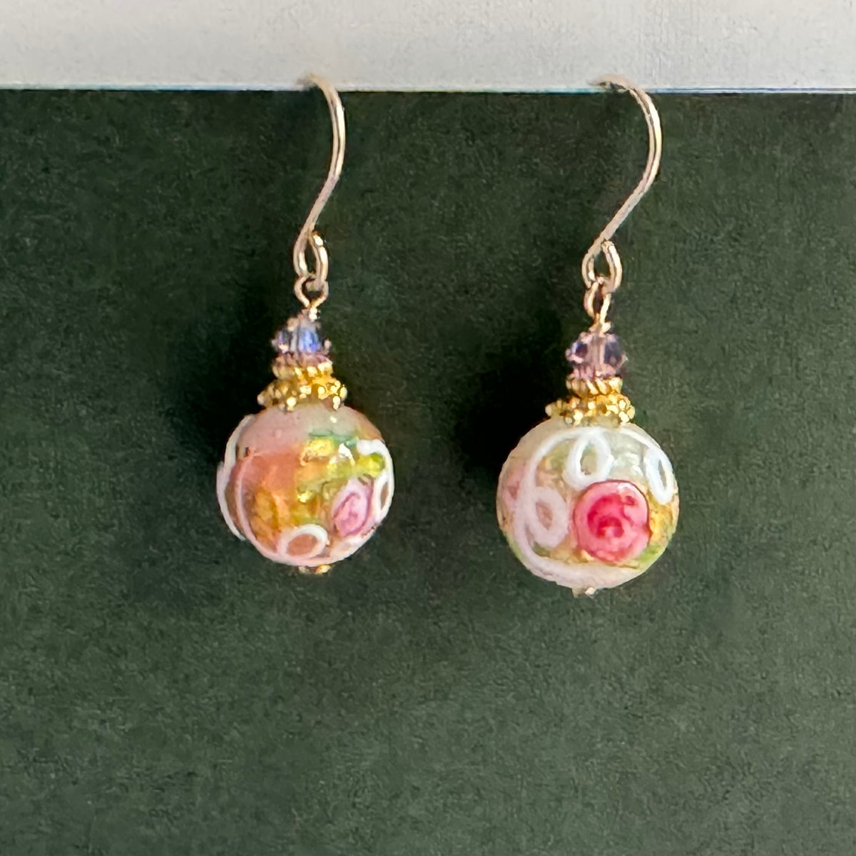 White Venetian Wedding Cake Earrings in 14K Gold Fill