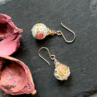 White Venetian Wedding Cake Earrings in 14K Gold Fill